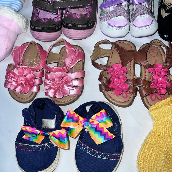 Baby Girl Shoes Lot 15+Pairs Newborn Infant Booties Sandals Socks various sizes - Picture 3 of 10